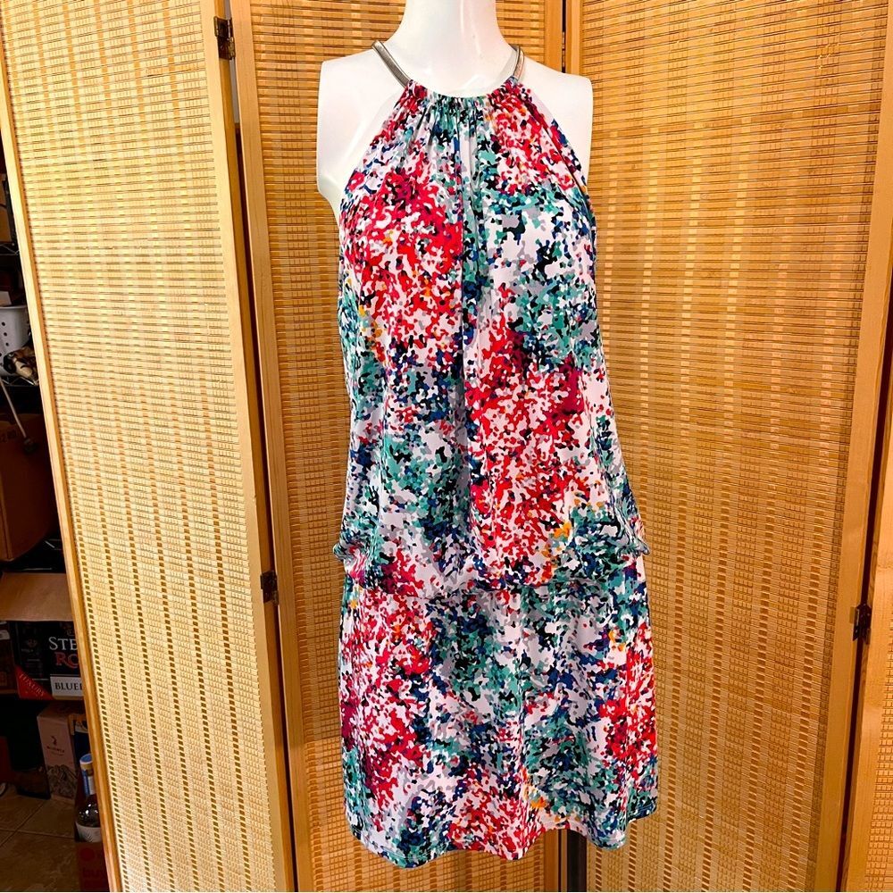 Jessica Simpson Multicolored Chain Halter Mini Dress sz 14